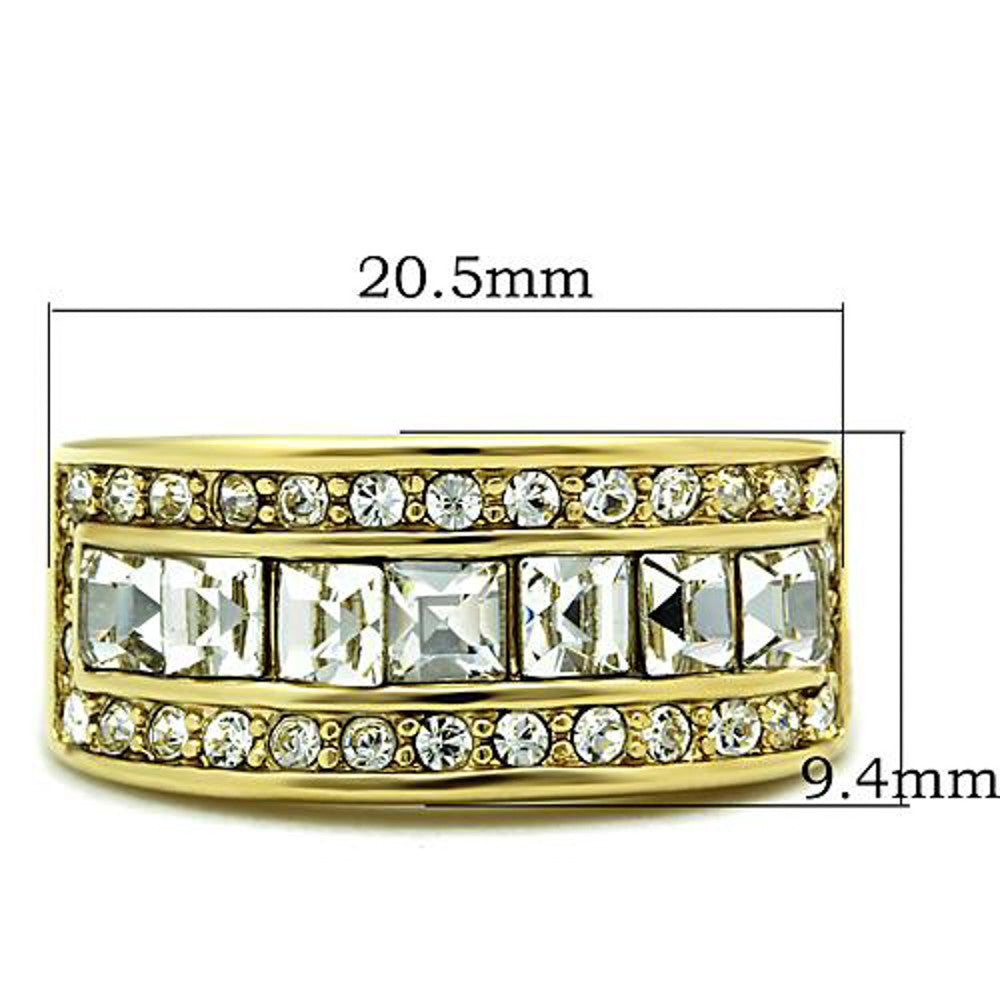 ARTK1386 Stainless Steel 1.4 Ct Princess & Round Cut Crystal 14k GP Anniversary Ring